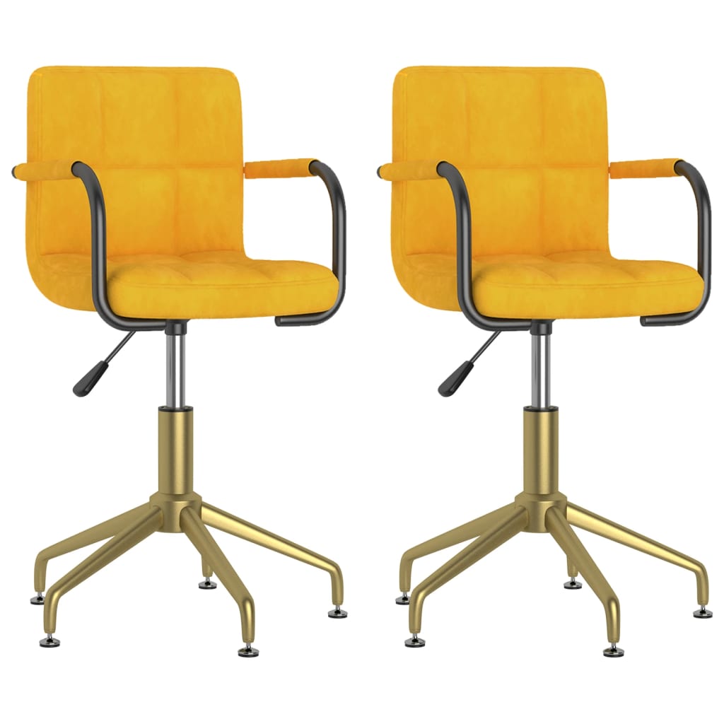 Esszimmerstühle 2 Stk. Drehbar Senfgelb Samt