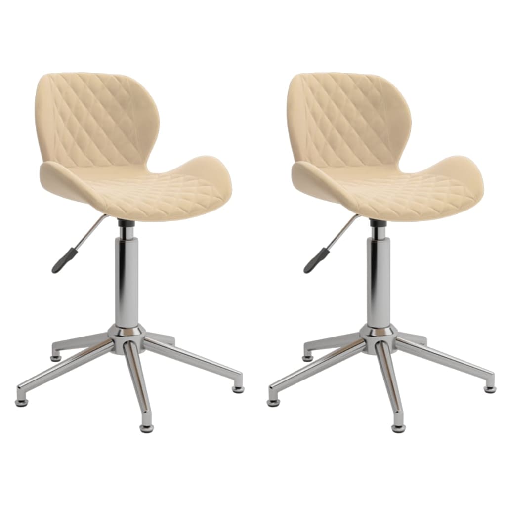 Esszimmerstühle 2 Stk. Drehbar Creme Samt