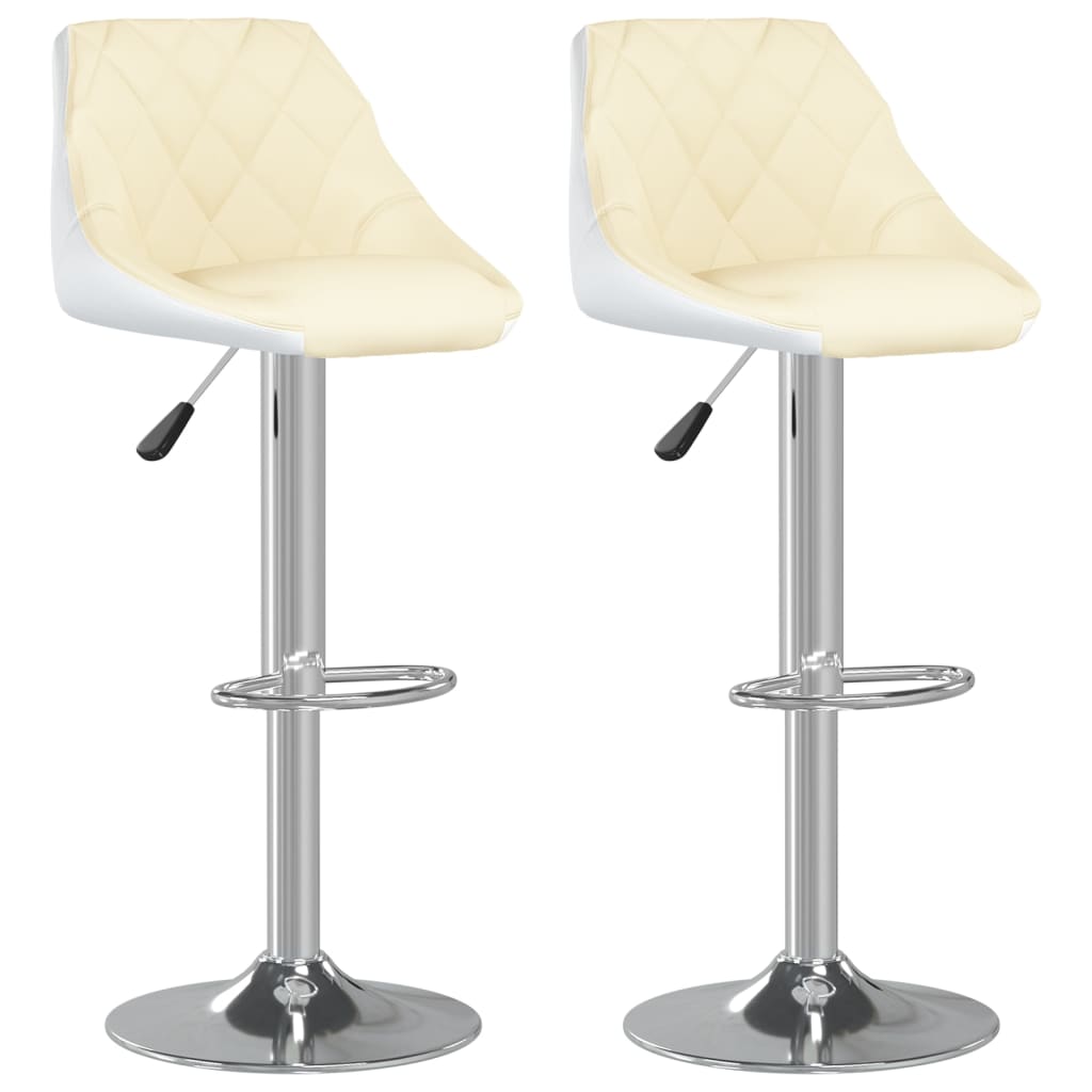Barhocker 2 Stk. Creme und Weiß Kunstleder