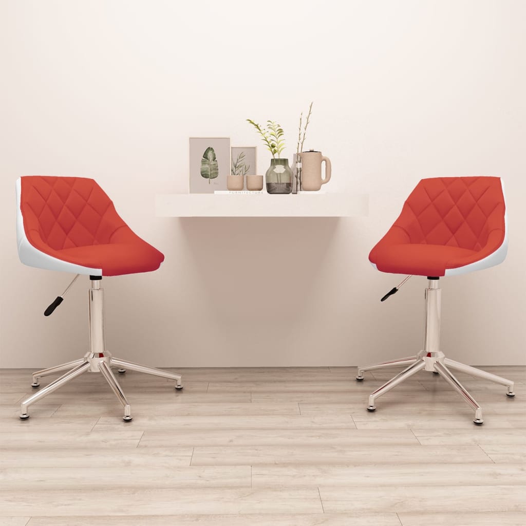 Esszimmerstühle 2 Stk. Drehbar Rot und Weiß Kunstleder