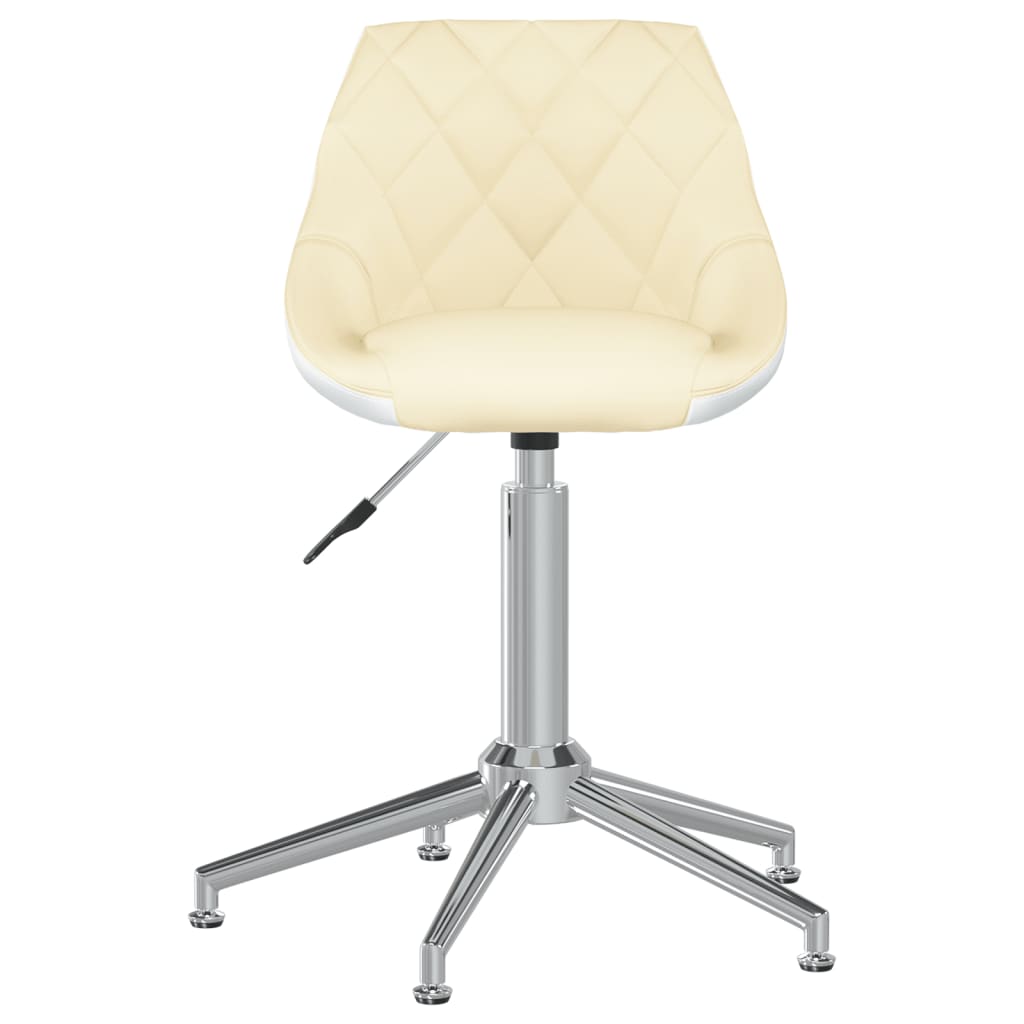 Esszimmerstühle 2 Stk. Drehbar Creme und Weiß Kunstleder