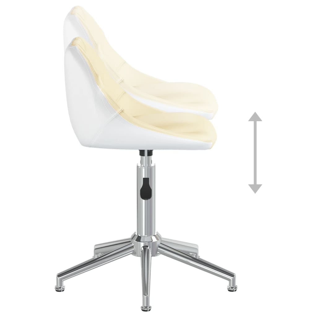Esszimmerstühle 2 Stk. Drehbar Creme und Weiß Kunstleder
