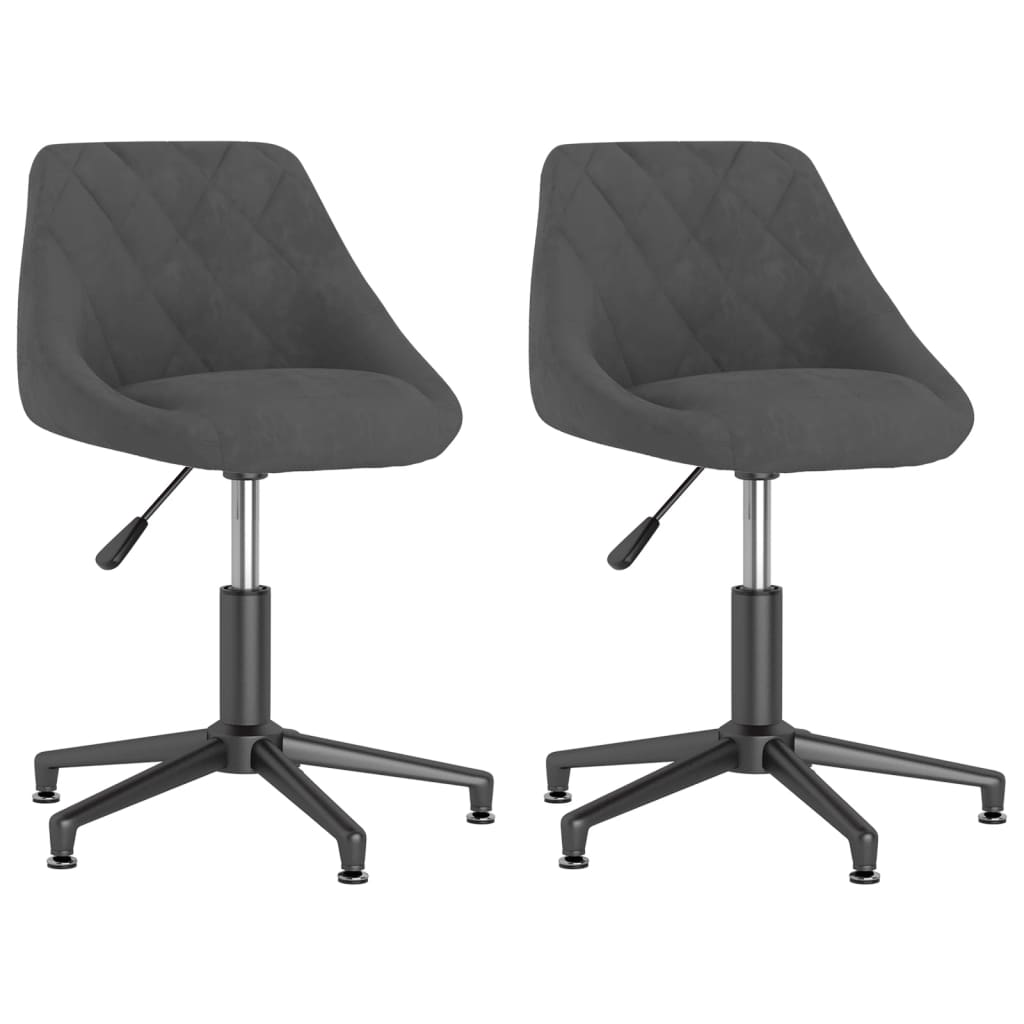 Esszimmerstühle 2 Stk. Drehbar Dunkelgrau Samt