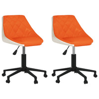 Thumbnail for Esszimmerstühle 2 Stk. Drehbar Orange und Weiß Kunstleder