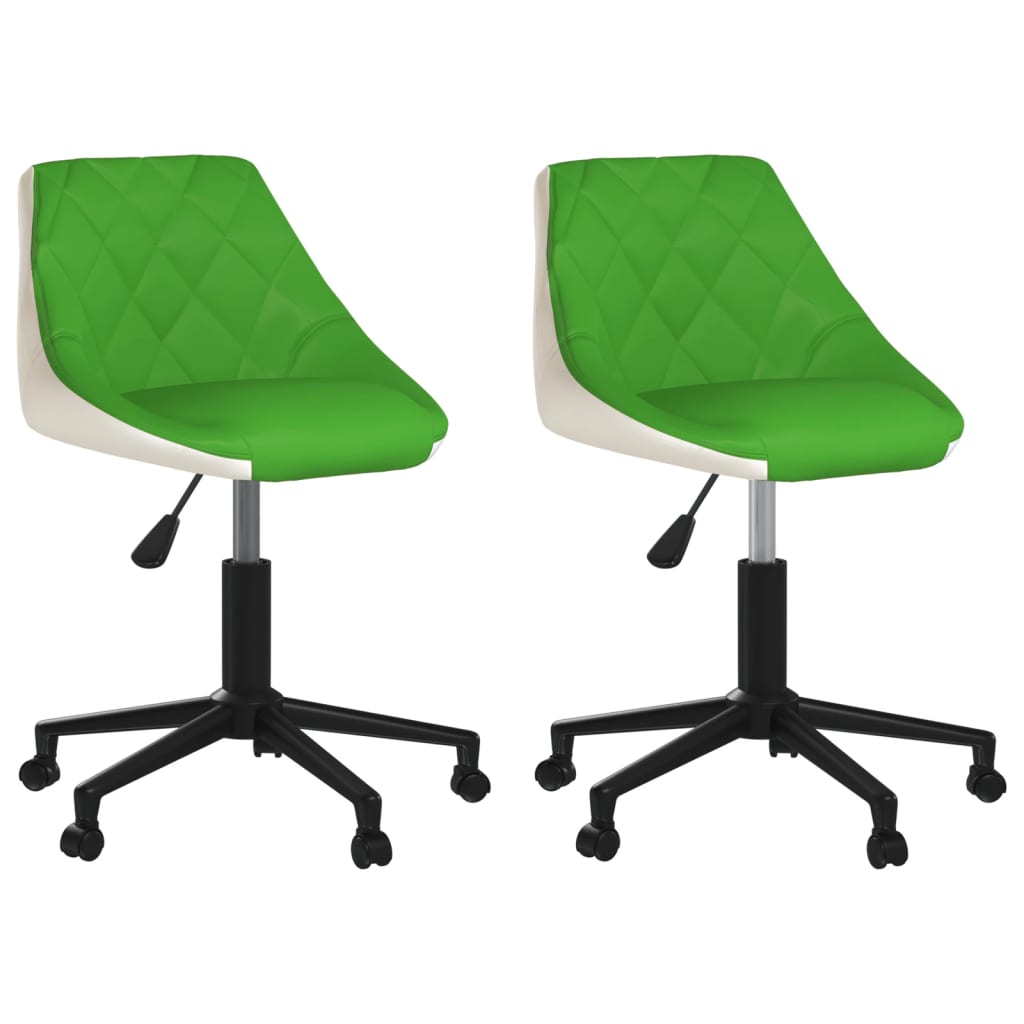 Esszimmerstühle 2 Stk. Drehbar Grün und Weiß Kunstleder