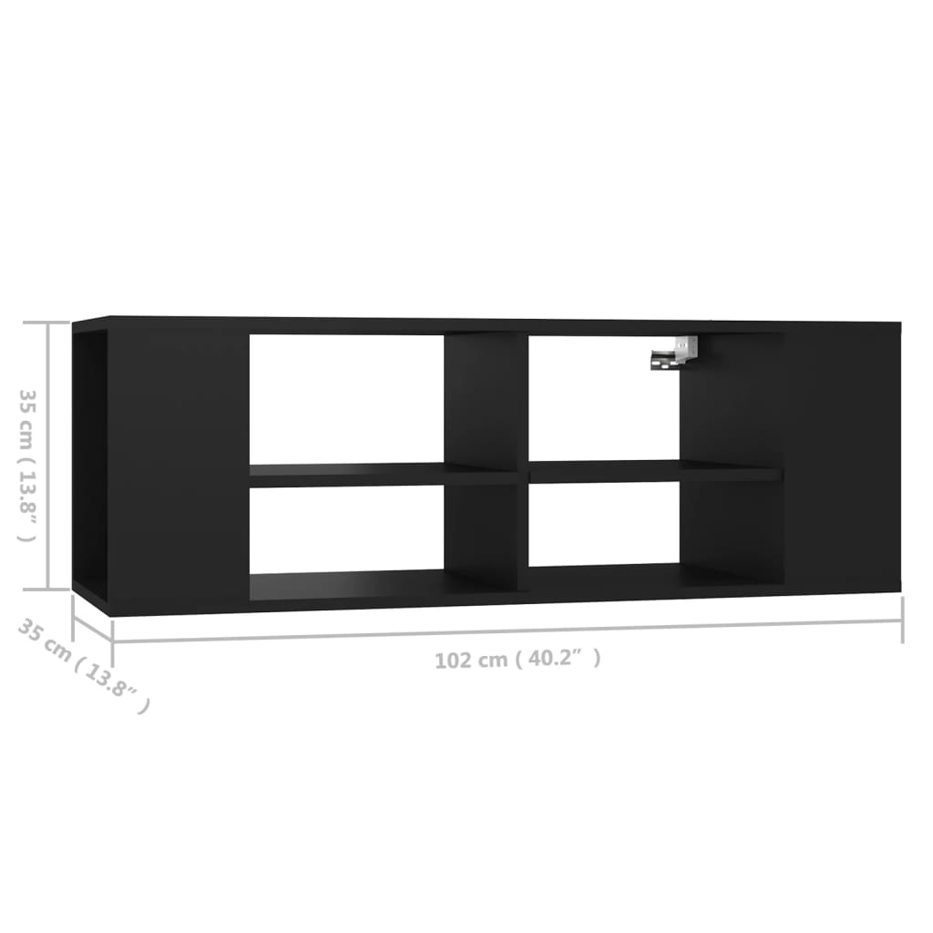 TV-Wandschrank Schwarz 102x35x35 cm Holzwerkstoff