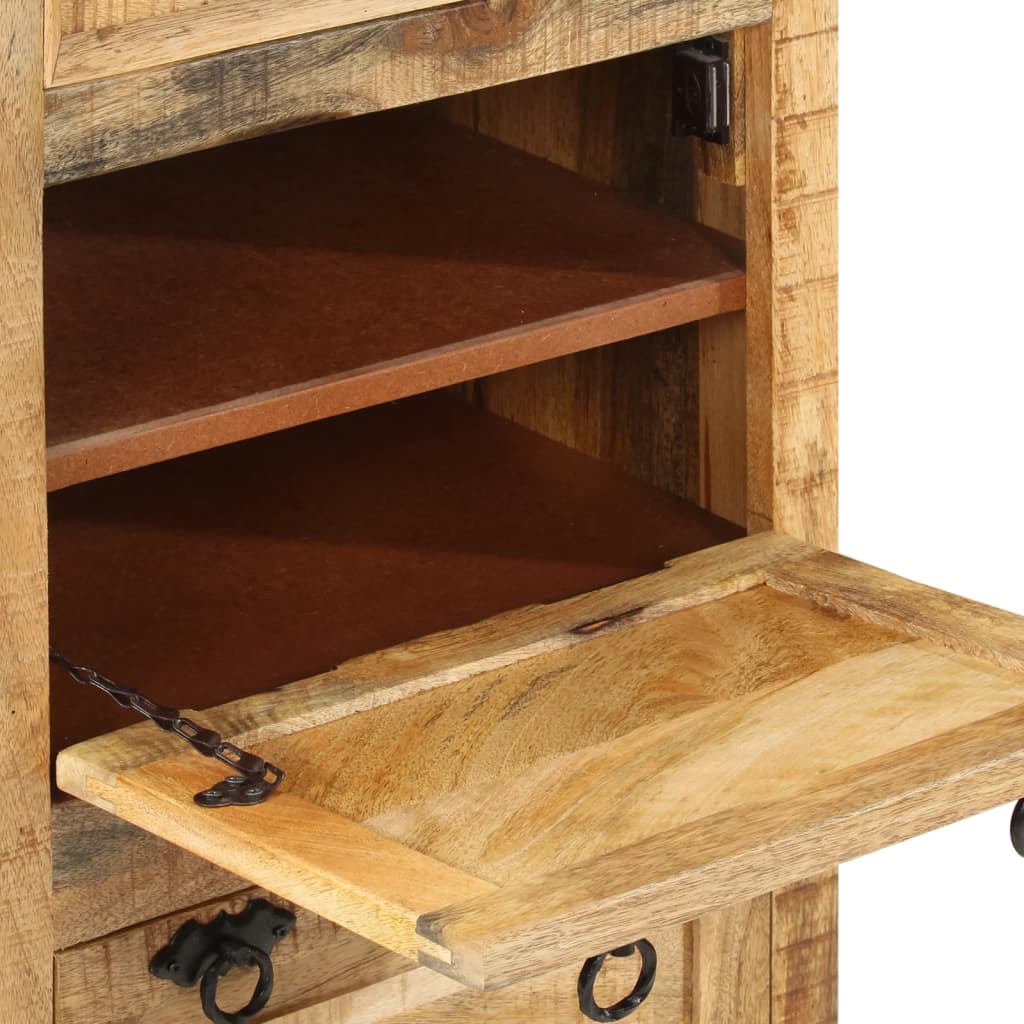 Schuhschrank mit Schublade 4 Fächer Massives Raues Mangoholz