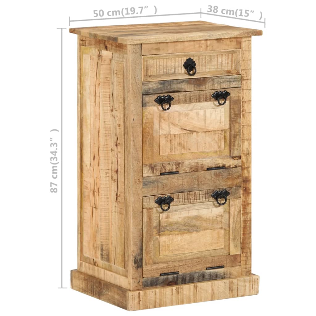 Schuhschrank mit Schublade 4 Fächer Massives Raues Mangoholz