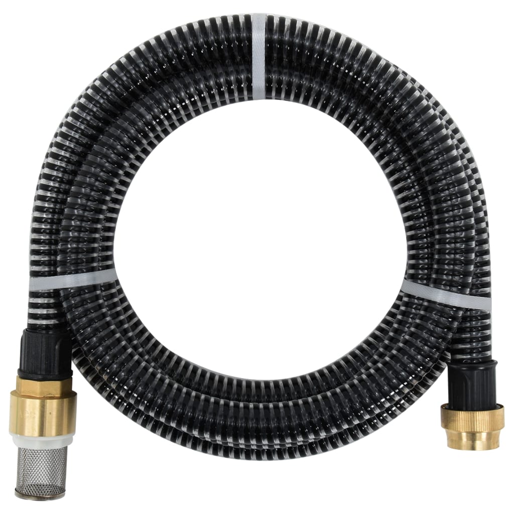 Saugschlauch mit Messing-Anschlüssen 4 m 25 mm Schwarz