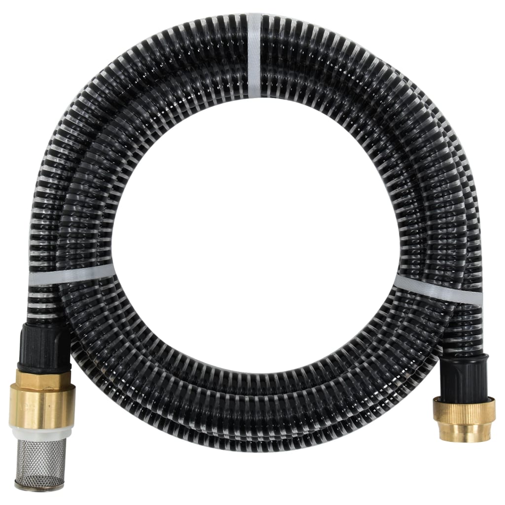 Saugschlauch mit Messing-Anschlüssen 25 m 25 mm Schwarz