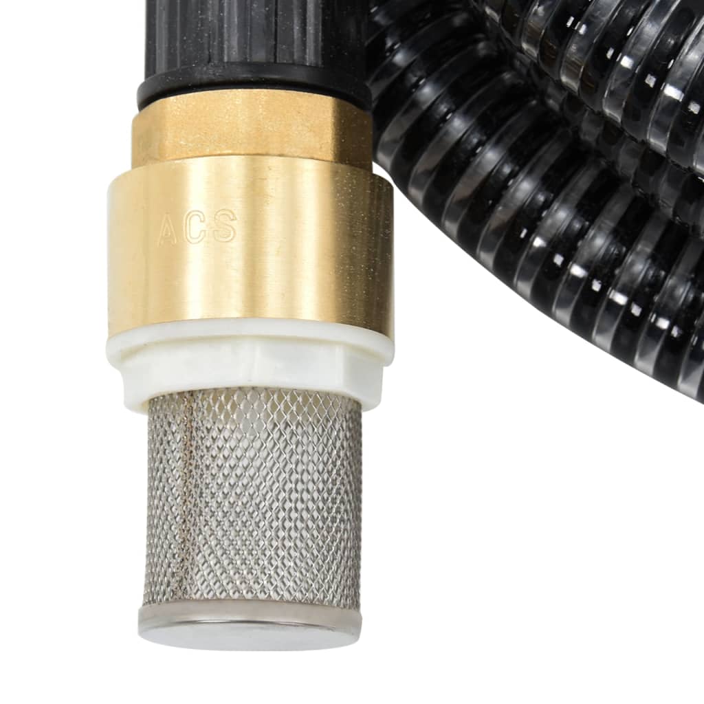 Saugschlauch mit Messing-Anschlüssen 25 m 25 mm Schwarz