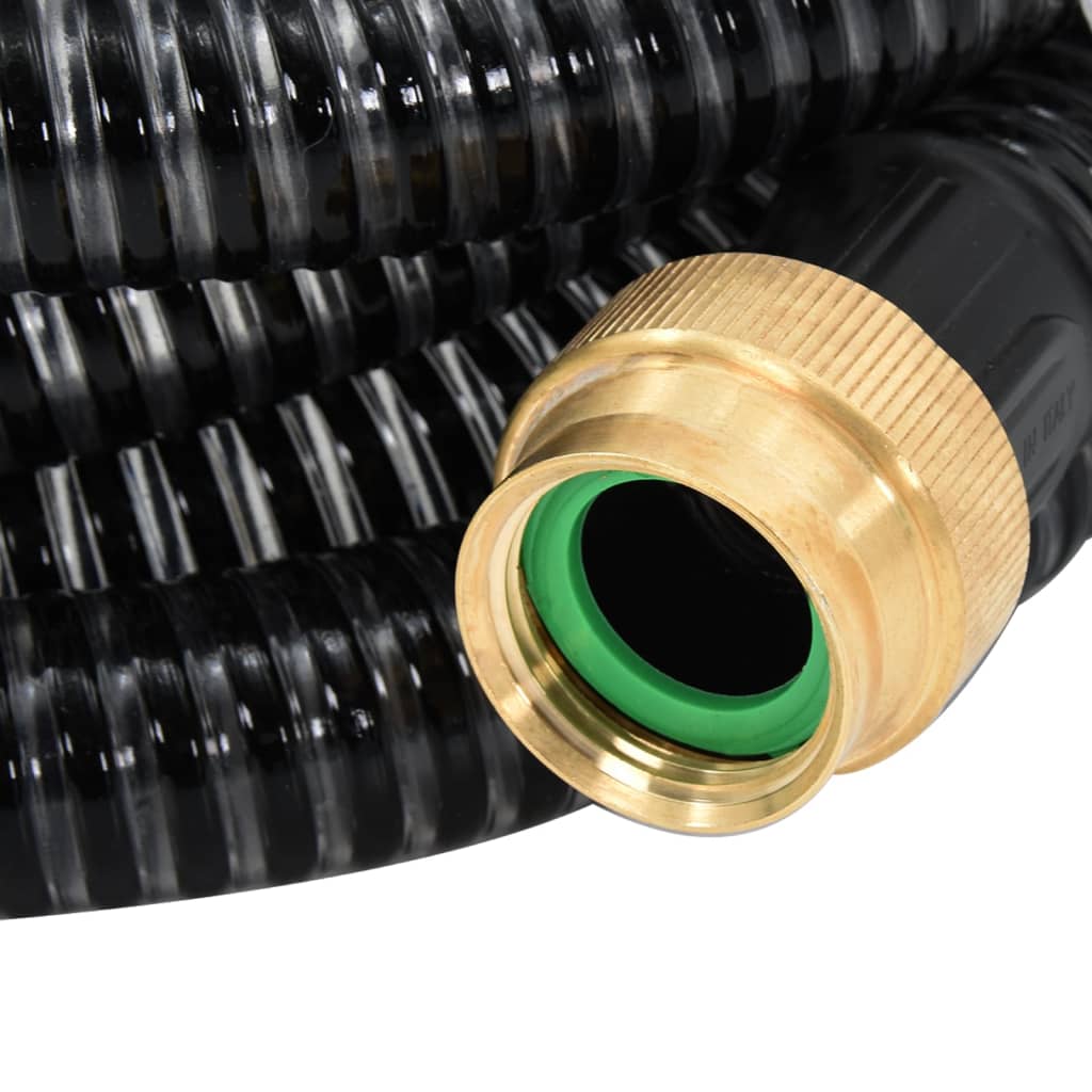Saugschlauch mit Messing-Anschlüssen 25 m 25 mm Schwarz