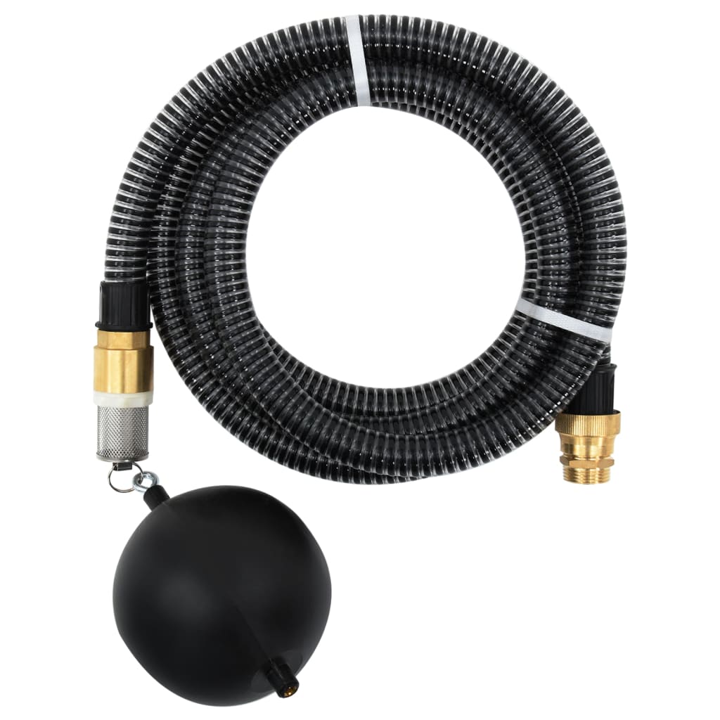 Saugschlauch mit Messing-Anschlüssen 25 m 25 mm Schwarz