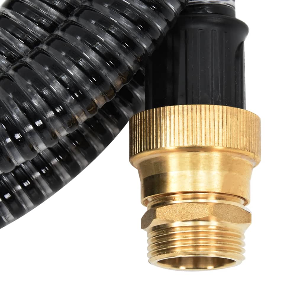 Saugschlauch mit Messing-Anschlüssen 25 m 25 mm Schwarz