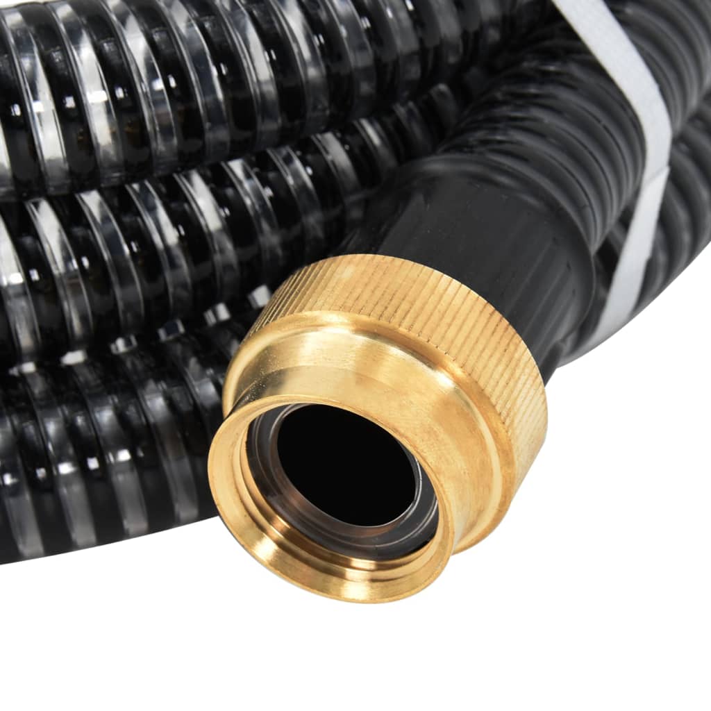 Saugschlauch mit Messing-Anschlüssen 25 m 25 mm Schwarz
