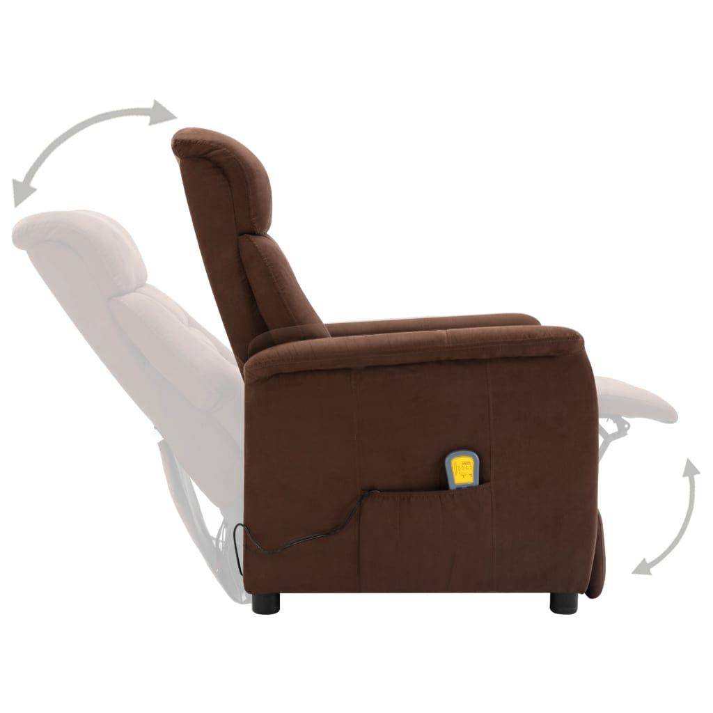 Elektrischer Massagesessel Braun Wildleder-Optik