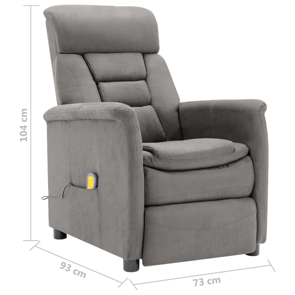 Elektrischer Massagesessel Hellgrau Wildleder-Optik