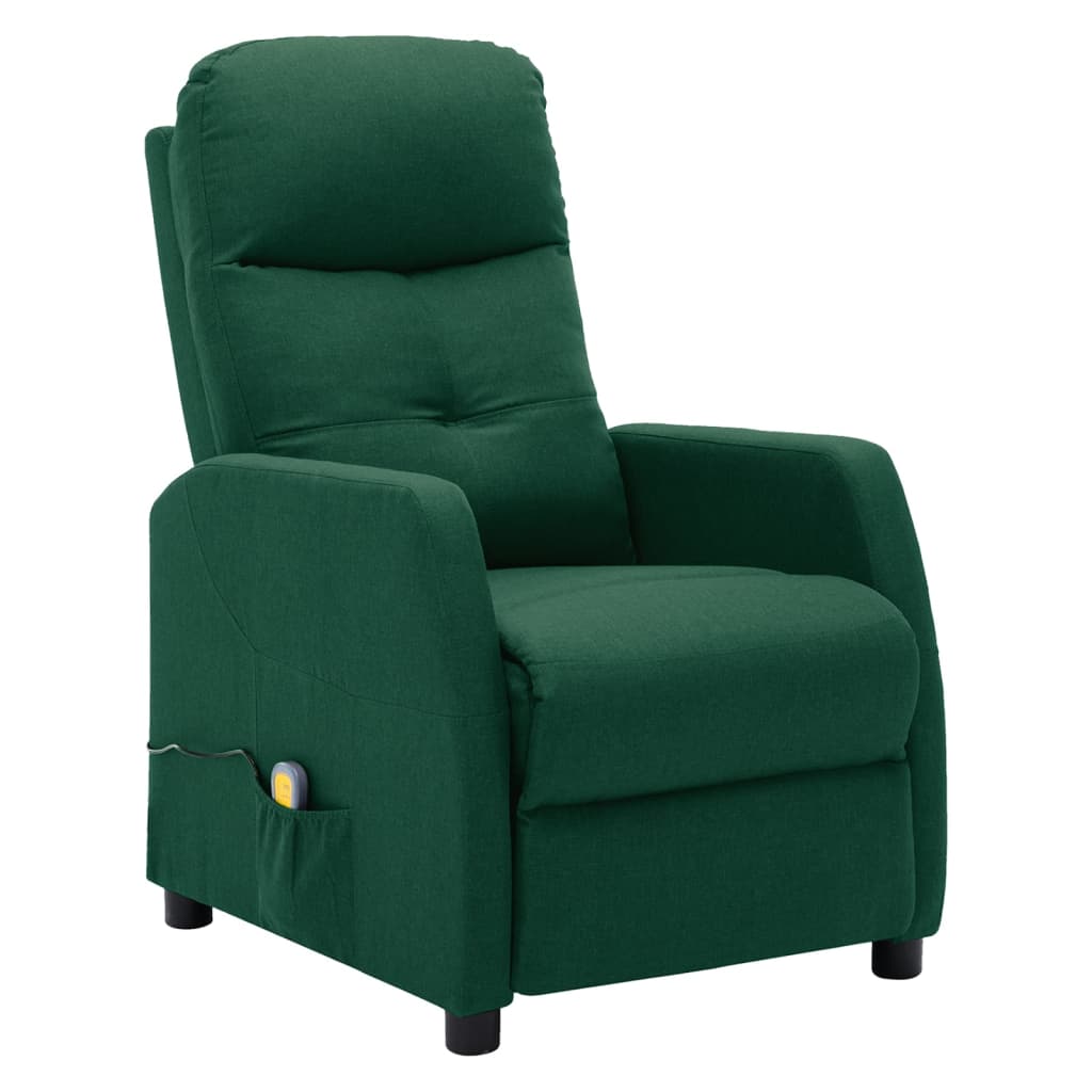 Elektrischer Massagesessel Dunkelgrün Stoff