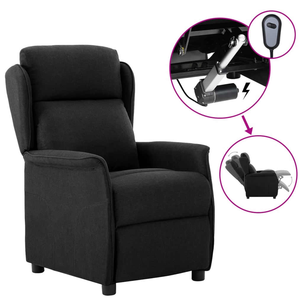 Elektrischer Relaxsessel Schwarz Stoff