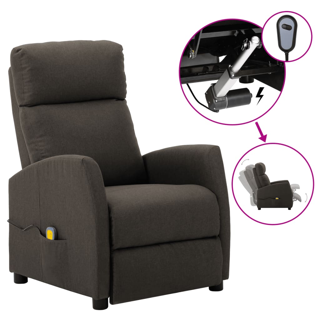 Elektrischer Massagesessel Taupe Stoff