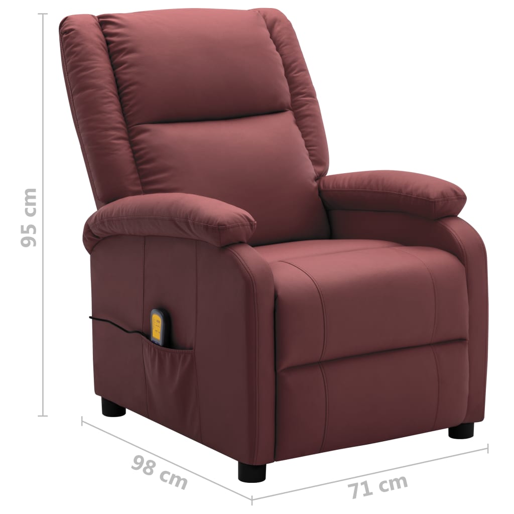 Elektrischer Massagesessel Weinrot Kunstleder