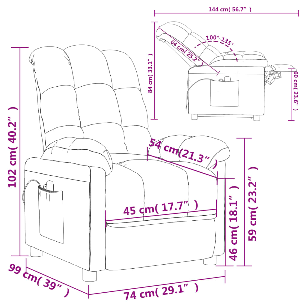 Massagesessel Elektrisch Taupe Stoff