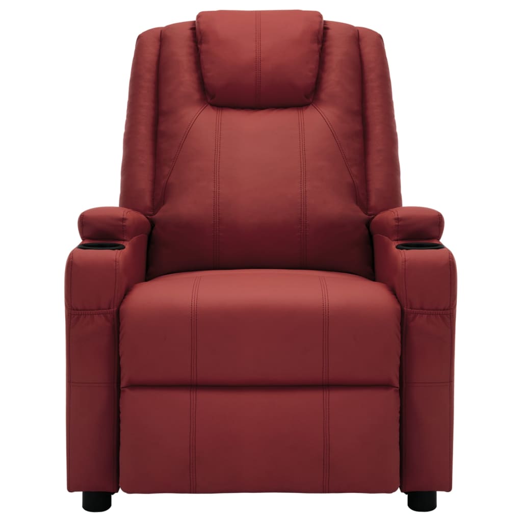 Relaxsessel Elektrisch Weinrot Kunstleder