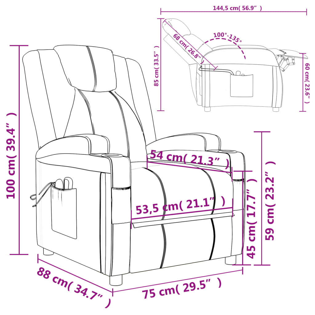 Massagesessel Elektrisch Cremeweiß Kunstleder