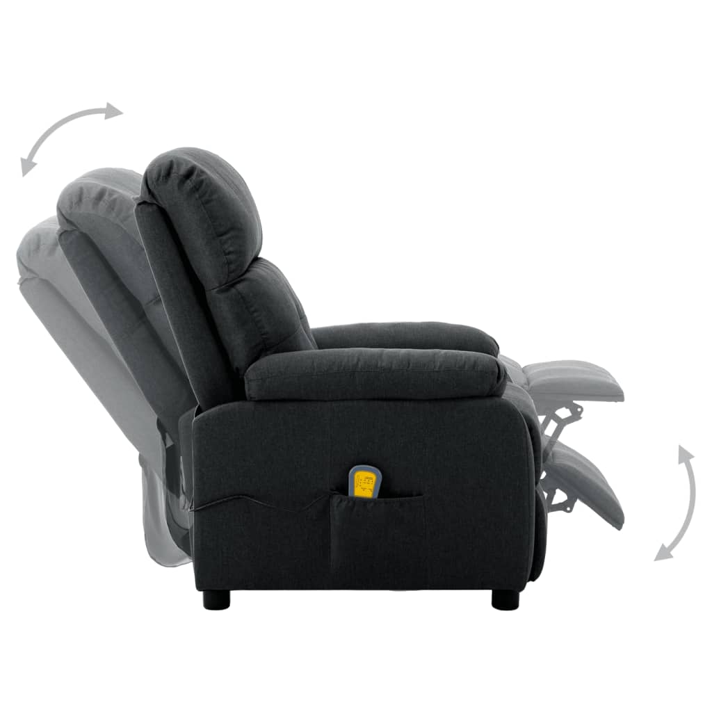 3073813 vidaXL Electric Massage Recliner Chair Dark Grey Fabric (289673+327254)