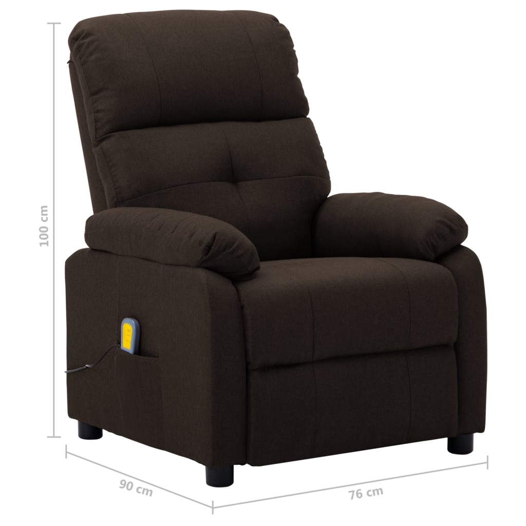 3073817 vidaXL Electric Massage Recliner Chair Dark Brown Fabric (289677+327254)