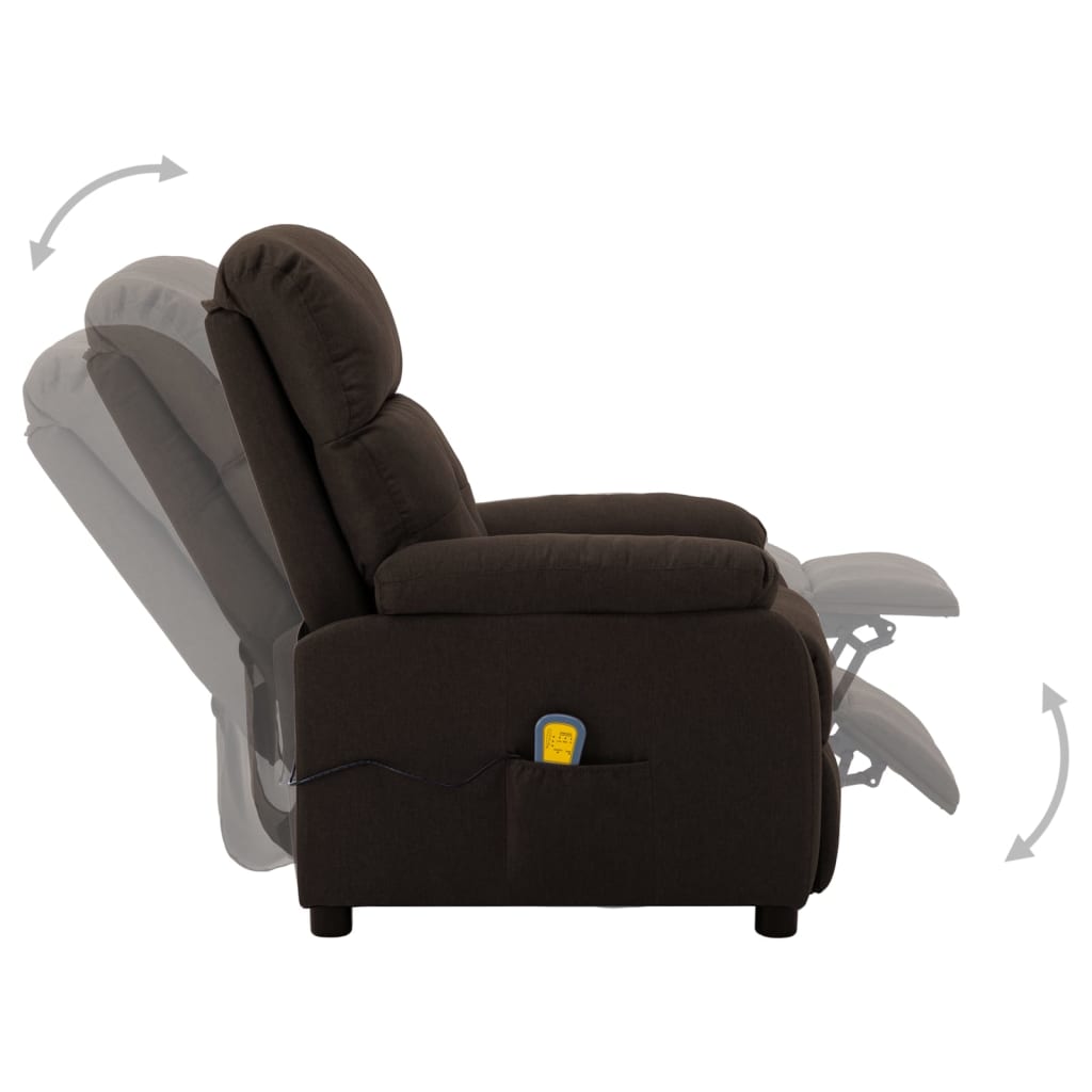 3073817 vidaXL Electric Massage Recliner Chair Dark Brown Fabric (289677+327254)