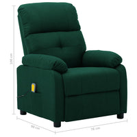 Thumbnail for 3073818 vidaXL Electric Massage Recliner Chair Dark Green Fabric (289678+327254)