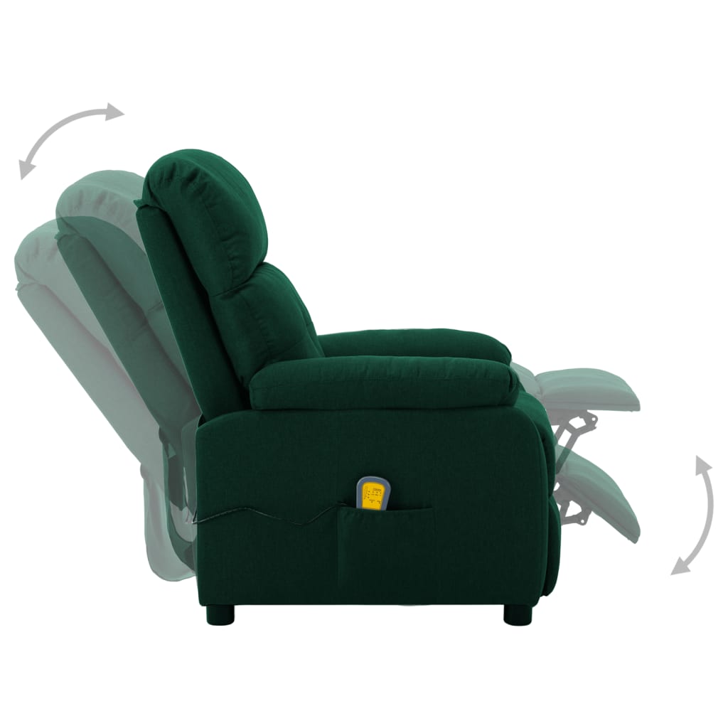 3073818 vidaXL Electric Massage Recliner Chair Dark Green Fabric (289678+327254)