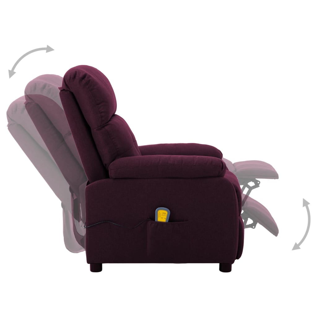 3073819 vidaXL Electric Massage Recliner Chair Purple Fabric (289679+327254)