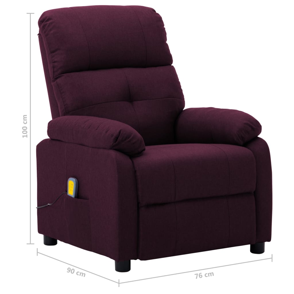 3073819 vidaXL Electric Massage Recliner Chair Purple Fabric (289679+327254)