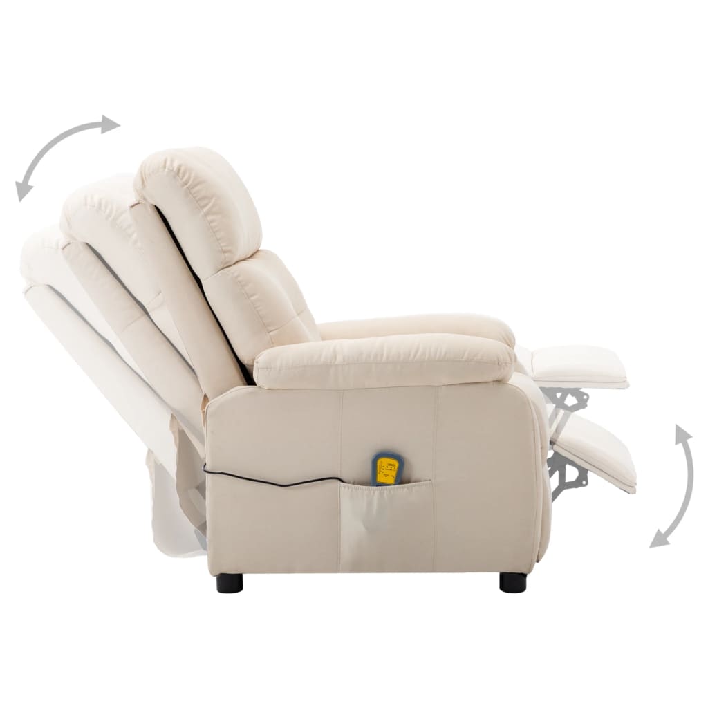 3073821 vidaXL Electric Massage Recliner Chair Cream Fabric (289681+327254)