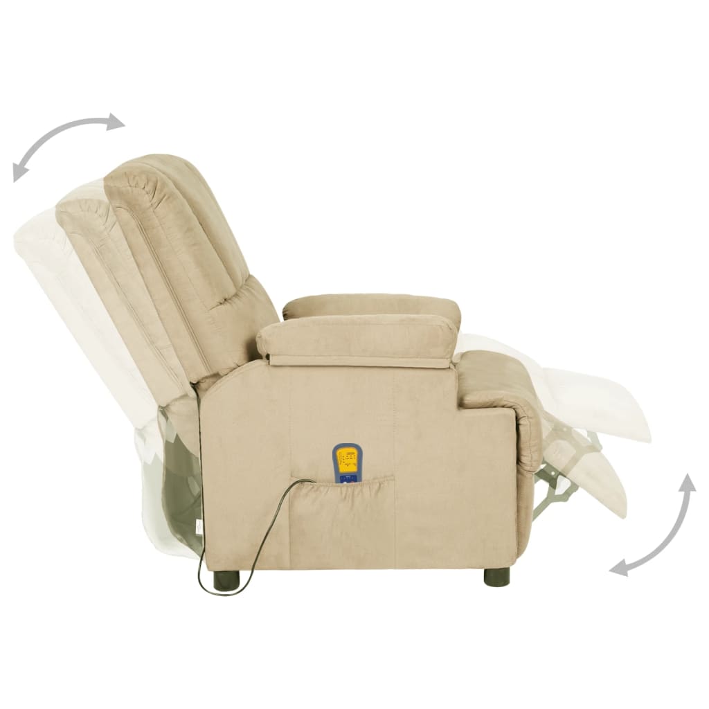Elektrischer Massagesessel Creme Wildleder-Optik
