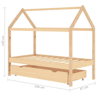 Thumbnail for Kinderbett mit Schublade Massivholz Kiefer 80x160 cm