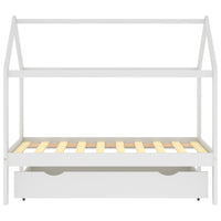 Thumbnail for Kinderbett mit Schublade Weiß Massivholz Kiefer 80x160 cm