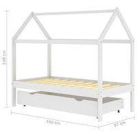 Thumbnail for Kinderbett mit Schublade Weiß Massivholz Kiefer 80x160 cm
