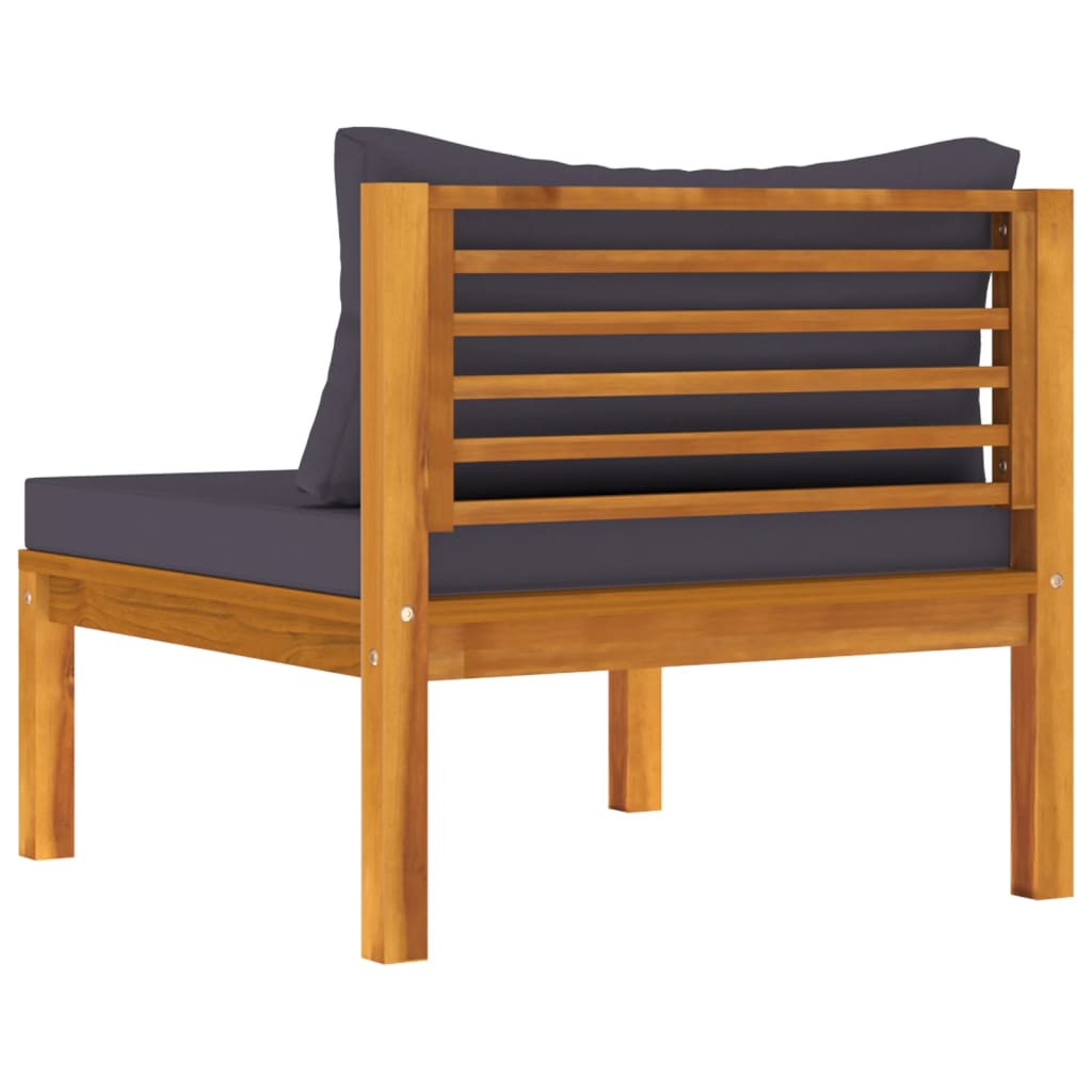 3-tlg. Garten-Lounge-Set mit Dunkelgrauen Kissen Akazienholz