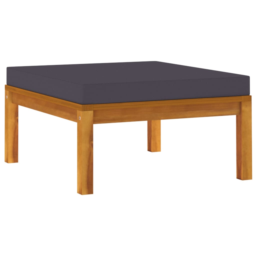 3-tlg. Garten-Lounge-Set mit Dunkelgrauen Kissen Akazienholz