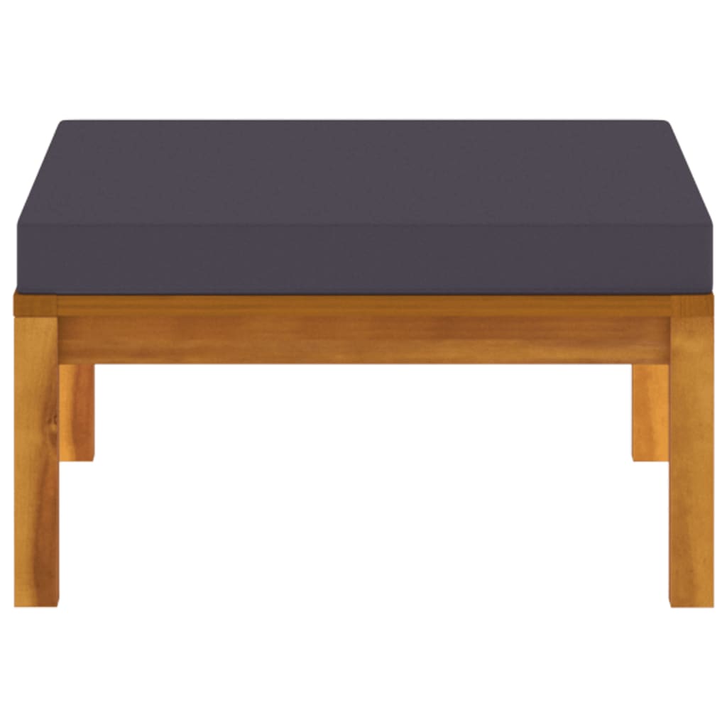 3-tlg. Garten-Lounge-Set mit Dunkelgrauen Kissen Akazienholz