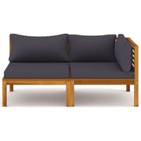 Thumbnail for 2-tlg. Sofa-Set mit Dunkelgrauen Kissen Akazie Massivholz