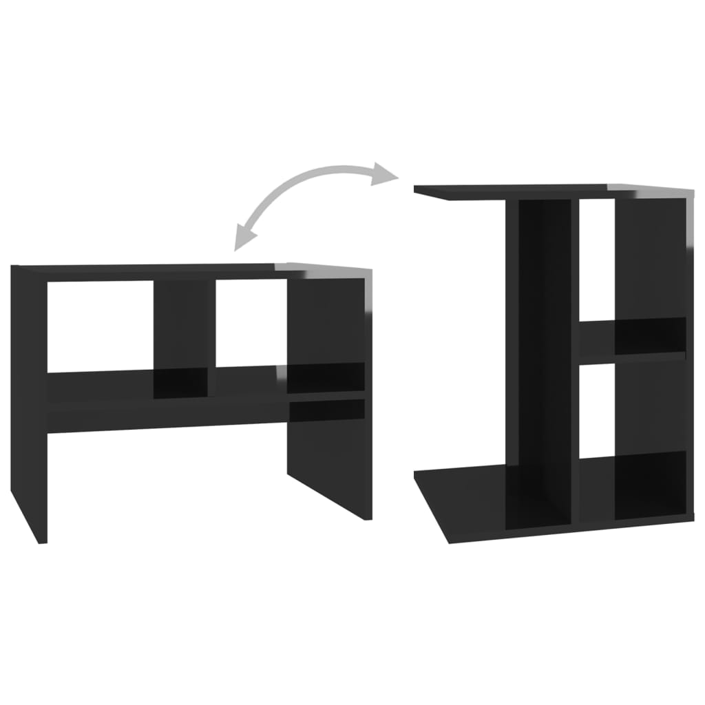 Beistelltisch Hochglanz-Schwarz 60x40x45 cm Spanplatte