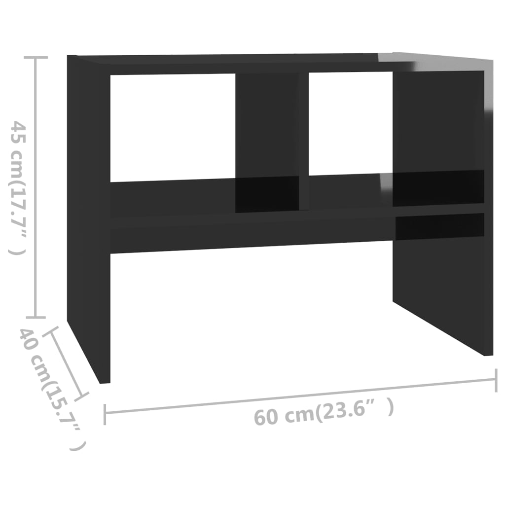 Beistelltisch Hochglanz-Schwarz 60x40x45 cm Spanplatte