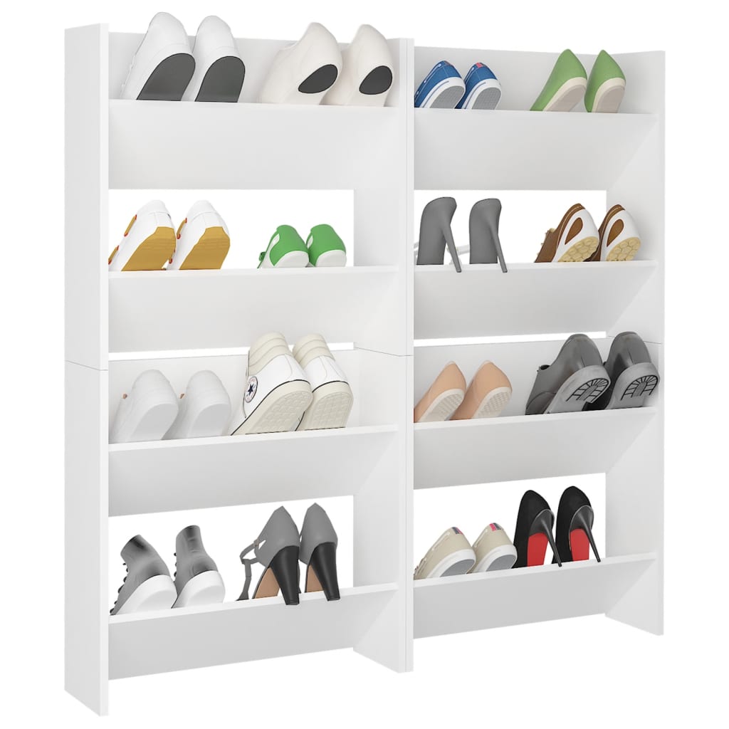Wand-Schuhschränke 4 Stk. Weiß 60x18x60 cm Spanplatte