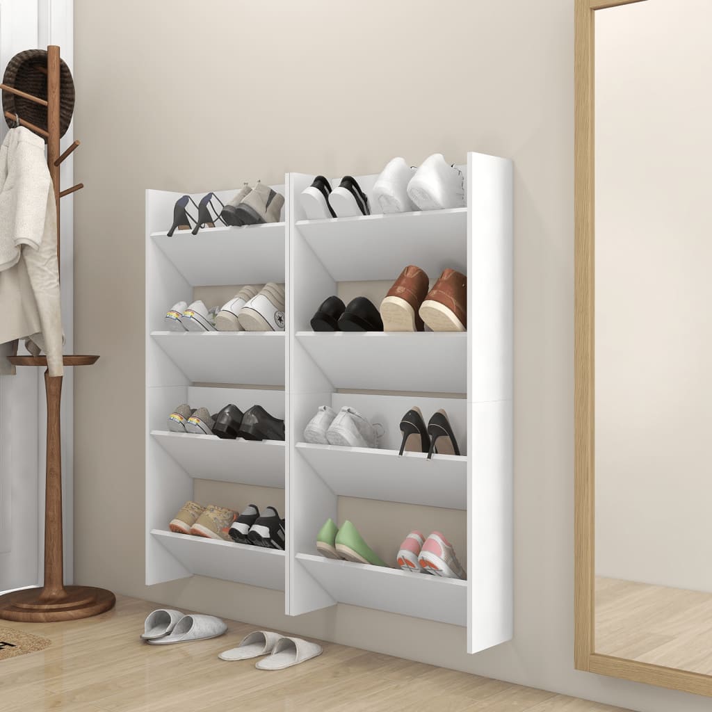Wand-Schuhschränke 4 Stk. Weiß 60x18x60 cm Spanplatte