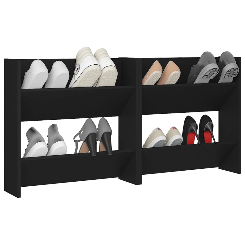 Wand-Schuhschränke 2 Stk. Schwarz 60x18x60 cm Spanplatte