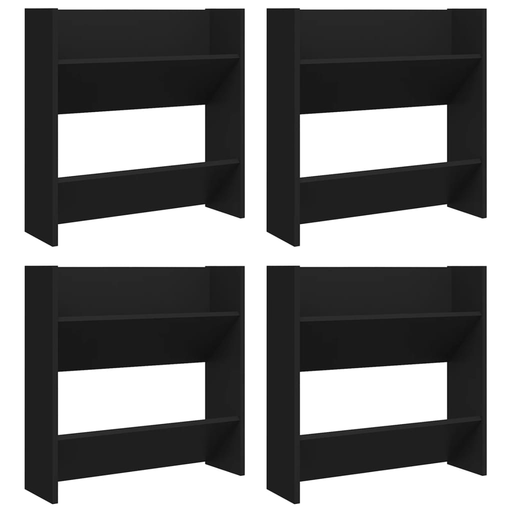 Wand-Schuhschränke 4 Stk. Schwarz 60x18x60 cm Spanplatte